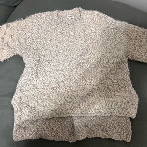 Umgee Textured Knit Sweater in Cream and Purple